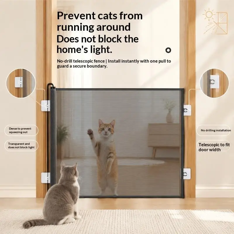 【HG】Pet Fence Barrier Folding With Universal Hooks Pet Safety Gate Easy Installation Baby Safe Guard Door - view 6