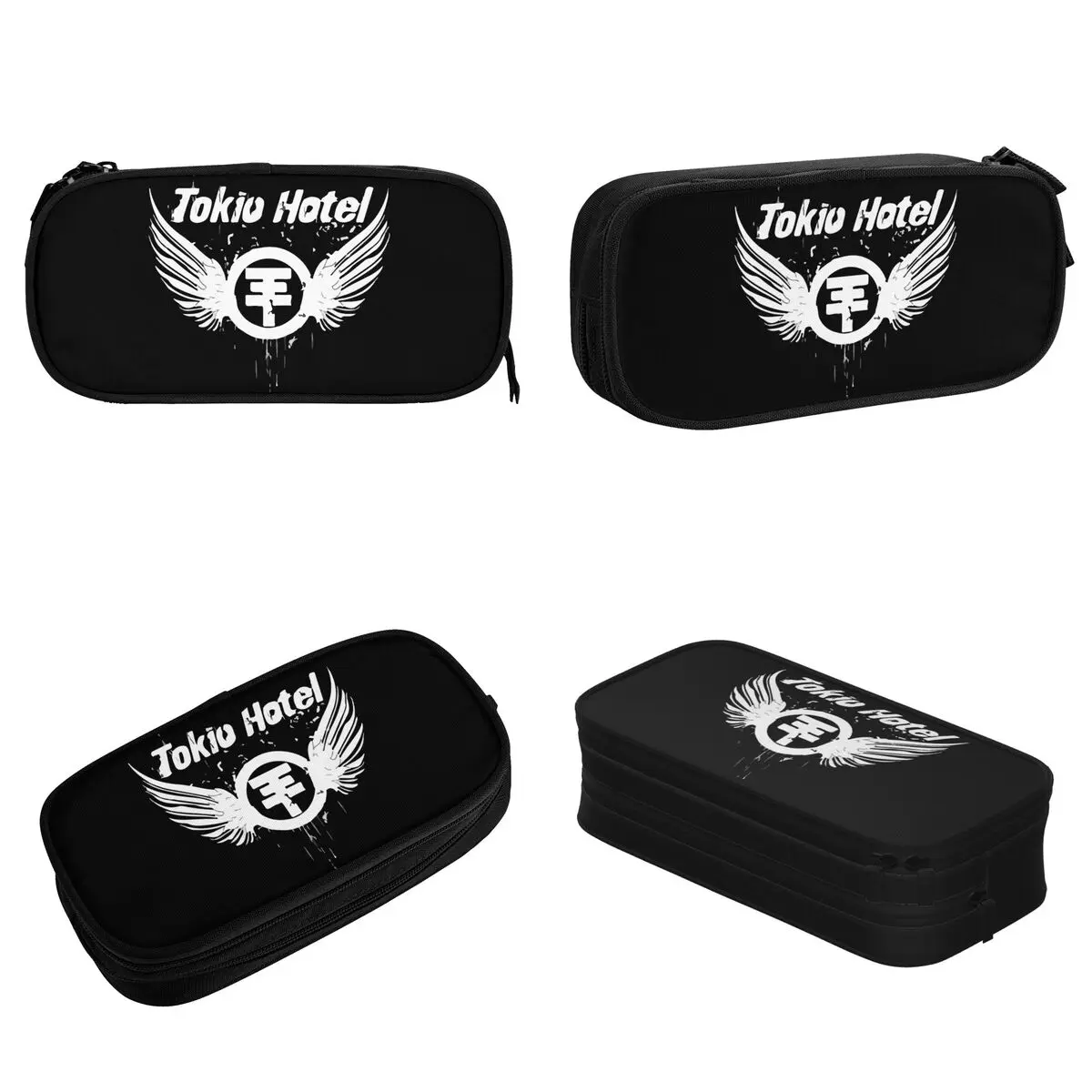 Large Capacity Pen Box Tokio Hotel Logo Office Supplies Rock Music Double Layer Pencilcase Girl Makeup Bags Birthday Gift