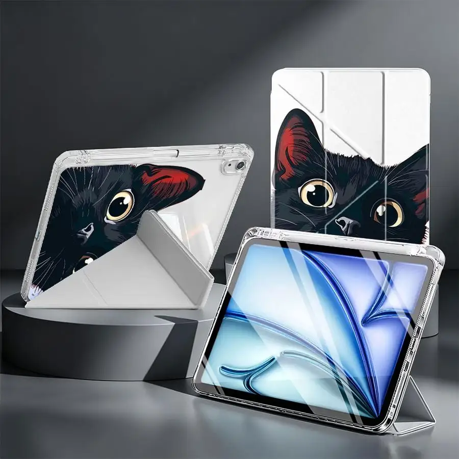 Tablet Case For Samsung Galaxy Tab A8 S8 S10 Lite S9 Plus A11 A9 Plus S7 FE With Pen Slot Cover Cute Cat Pattern