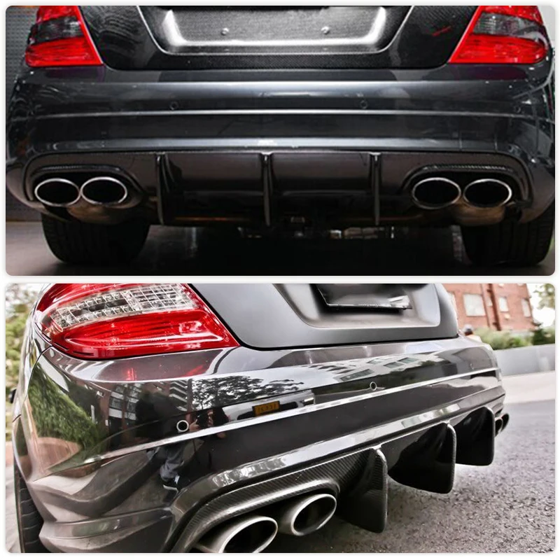 Rear Bumper Diffuser for Mercedes-Benz W204 C63 AMG 4 Door 2009-2011 Carbon Fiber Bumper Diffuser Lip Spoiler Protector