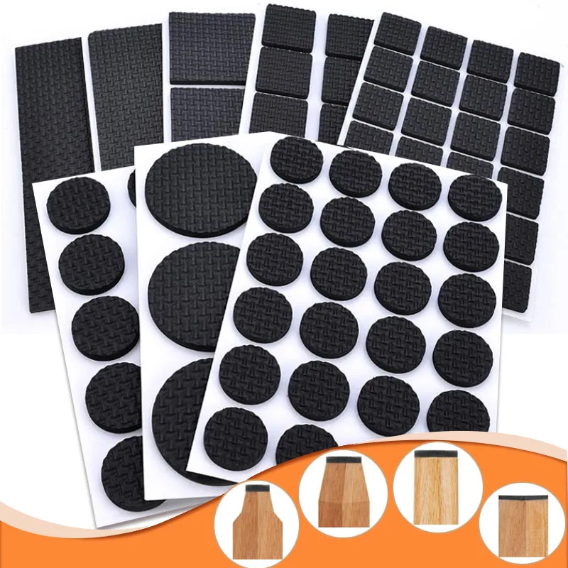 

5~80pcs Anti Slip Rubber Mat Table and Chair Foot Pad Anti-collision Damper Round Square Self Adhesive Table Leg Protector