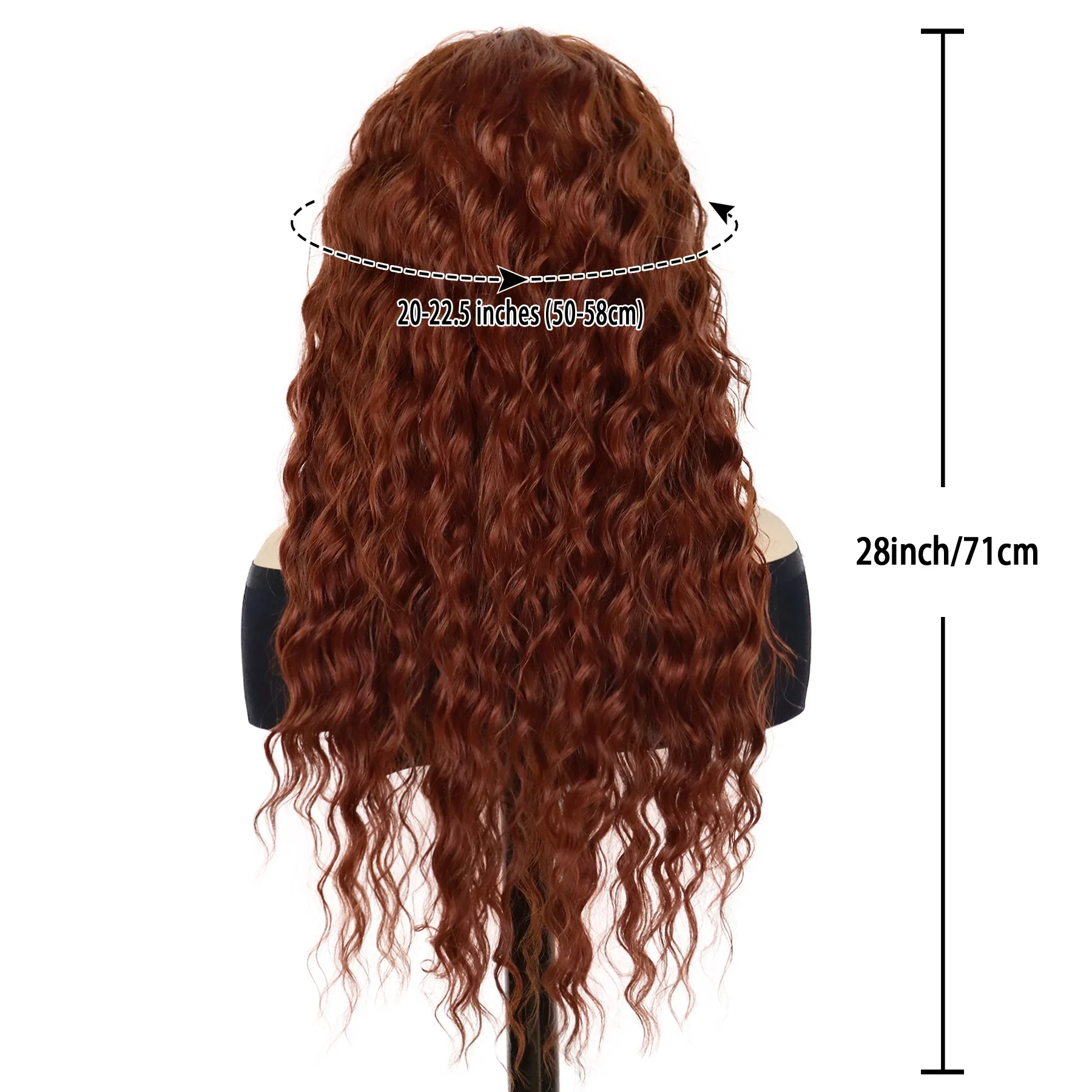 Reddish Brown Wig Synthetic Hair Glueless Curly Wig Heat Resistant Hair for Women Auburn Deep Wave Wigs Copper Red Colored Wigs