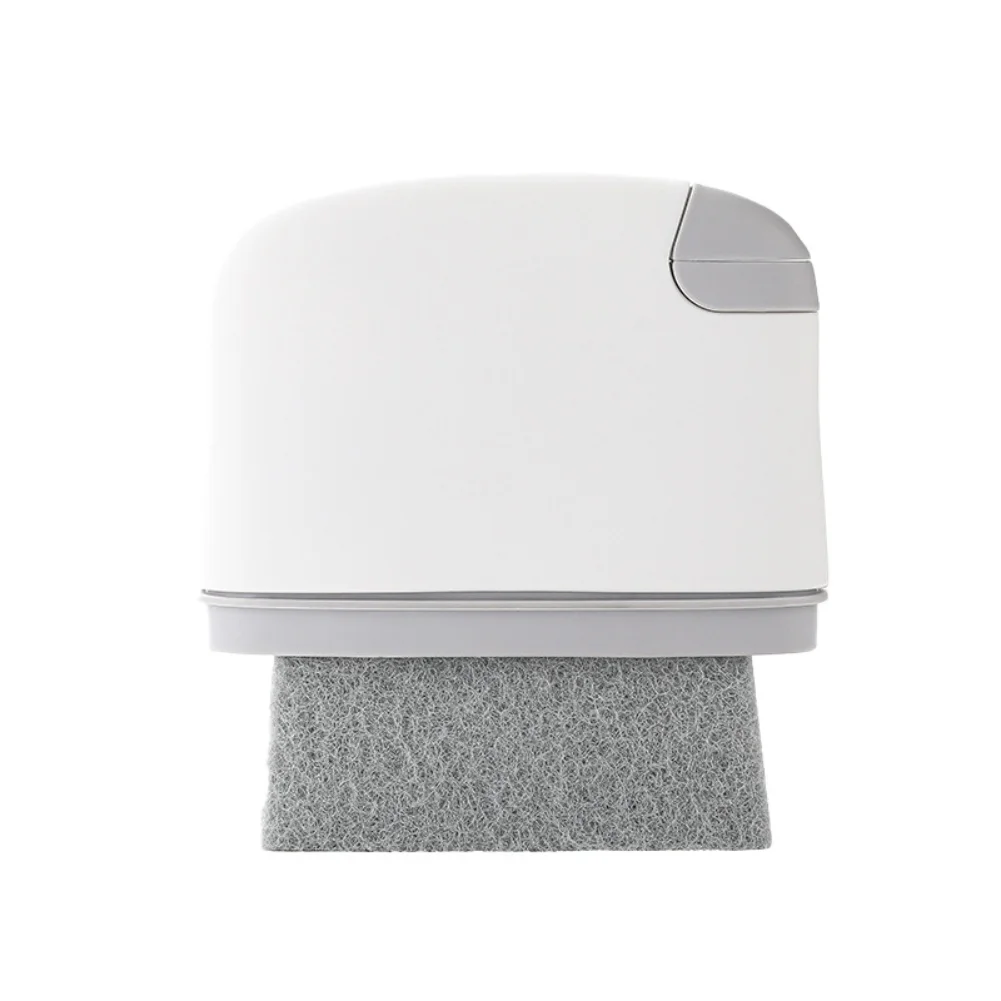 Cleaning brush with scouring pad for window sills car vents and sliding doors with built in scraper for debris removal