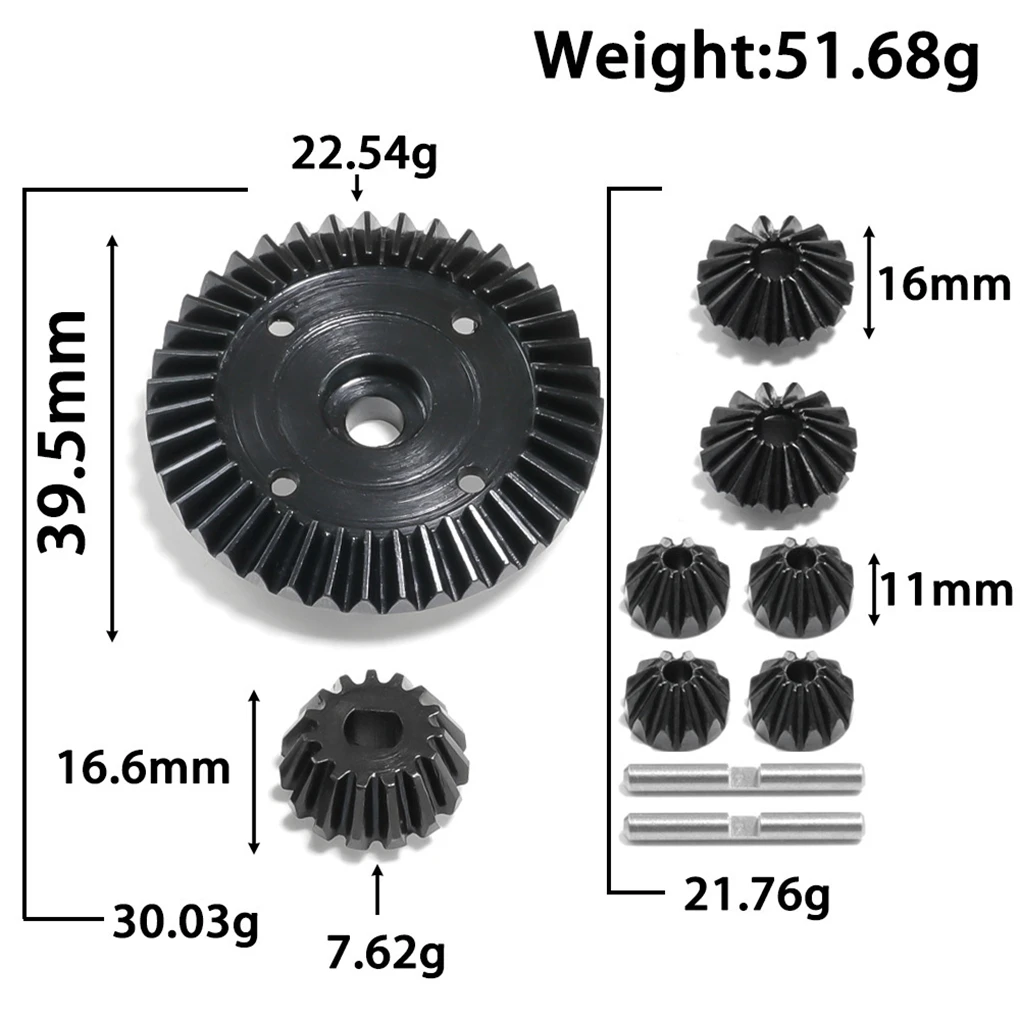 Steel Metal Differential Ring Gear Hardened Gears Set for Tamiya TT02 TT02B XV02 1/10 RC Car Upgrade Parts