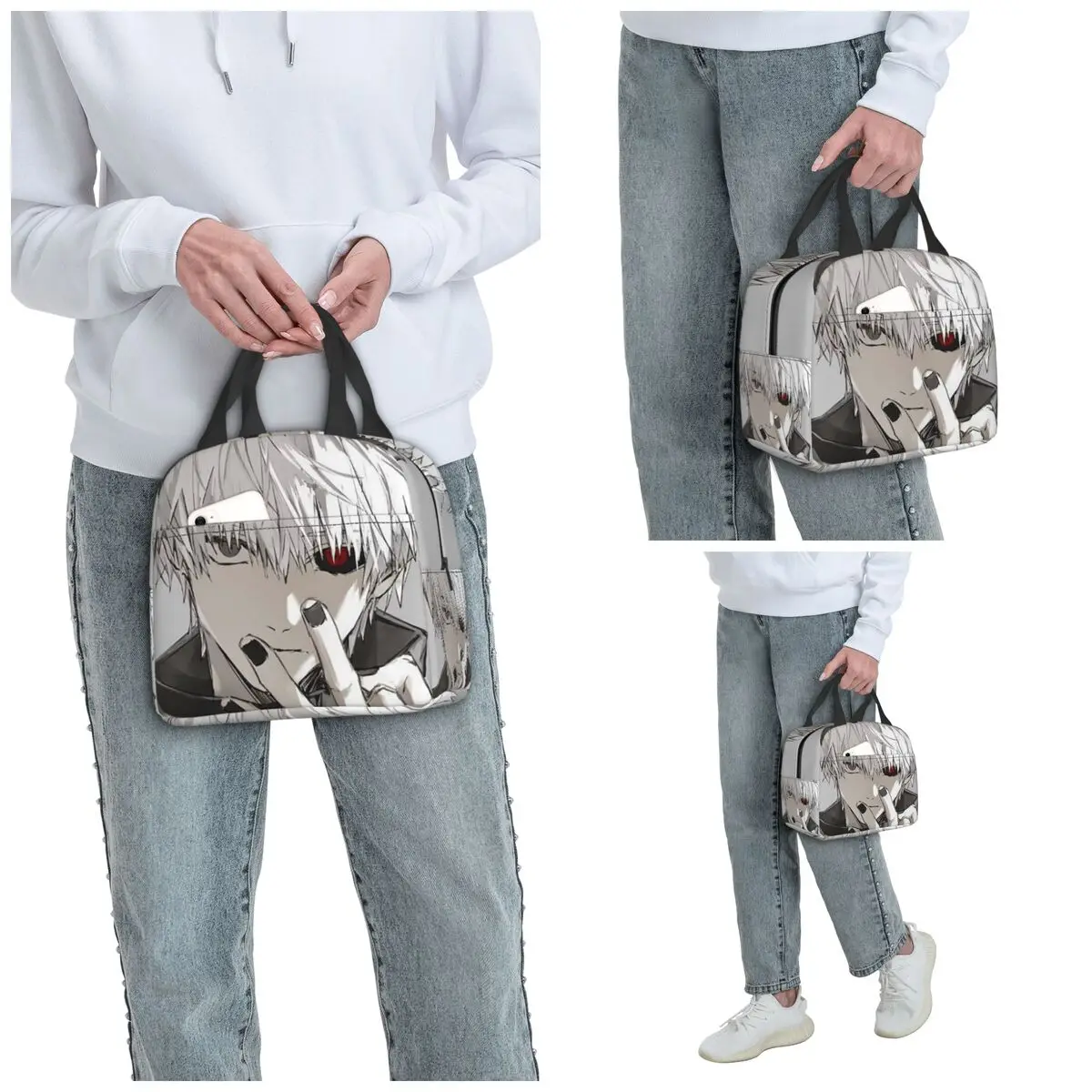 Anime Tokyo Ghoul Kaneki Ken Insulated Lunch Bag for Women Office Cooler Thermal Food Box Tote Leakproof Lunch Boxes Container