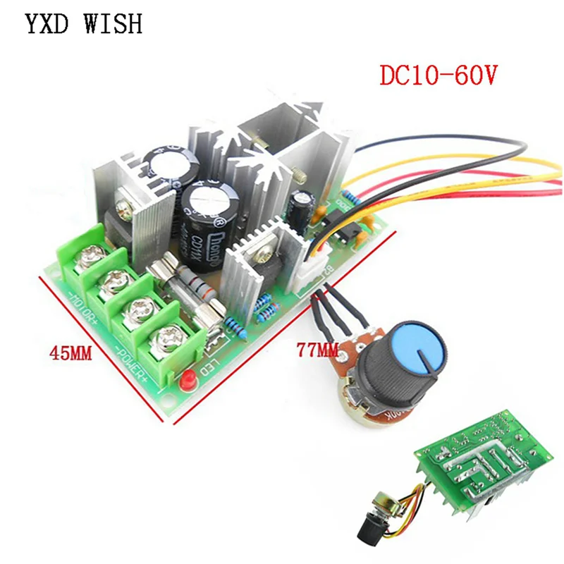 4X 20A PWM DC Motor Speed Controller 12V 24V 36V 48V Met Potentiometer Knop schakelaar-Y47A