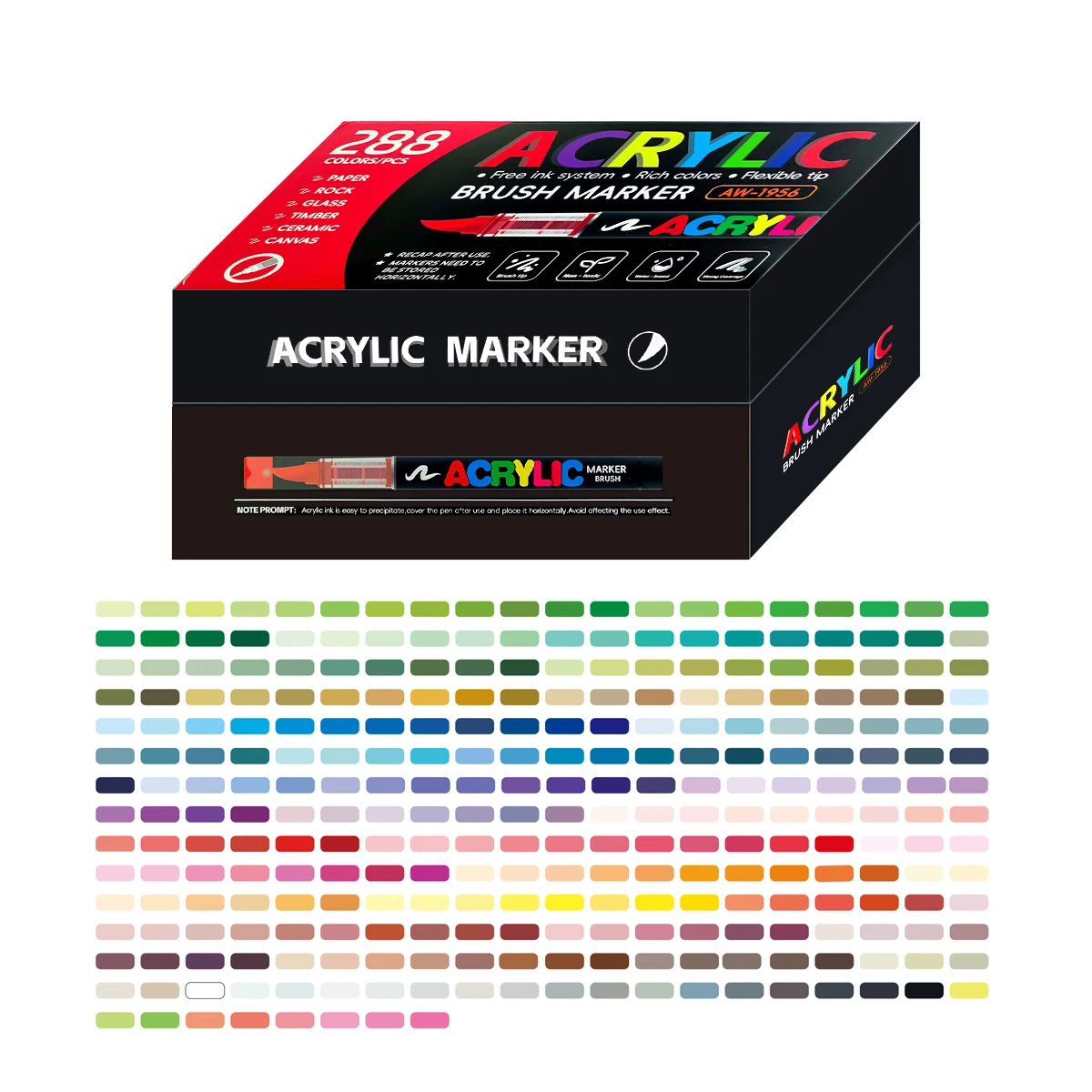 12-366 kleuren acrylverfstiftmarkeringen Acrylvilt Penseelpunt Verfmarkeringen Voor houtrots schilderij canvas cadeau doe-het-zelf ambachten