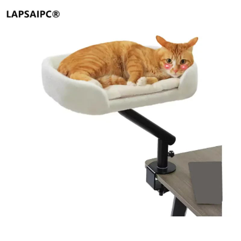 

Cat Desk Bed, 360° Rotatable Cat Bed Stand for Indoor Cats, Adjustable Cat Basket, Cats Hammock for Table, Soft Cat Bed for Des