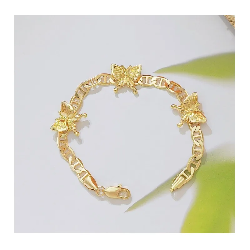 Hot-selling Gold Color Butterfly Bracelet Retro Light Luxury Letter Chain Niche Temperament Women's Jewelry