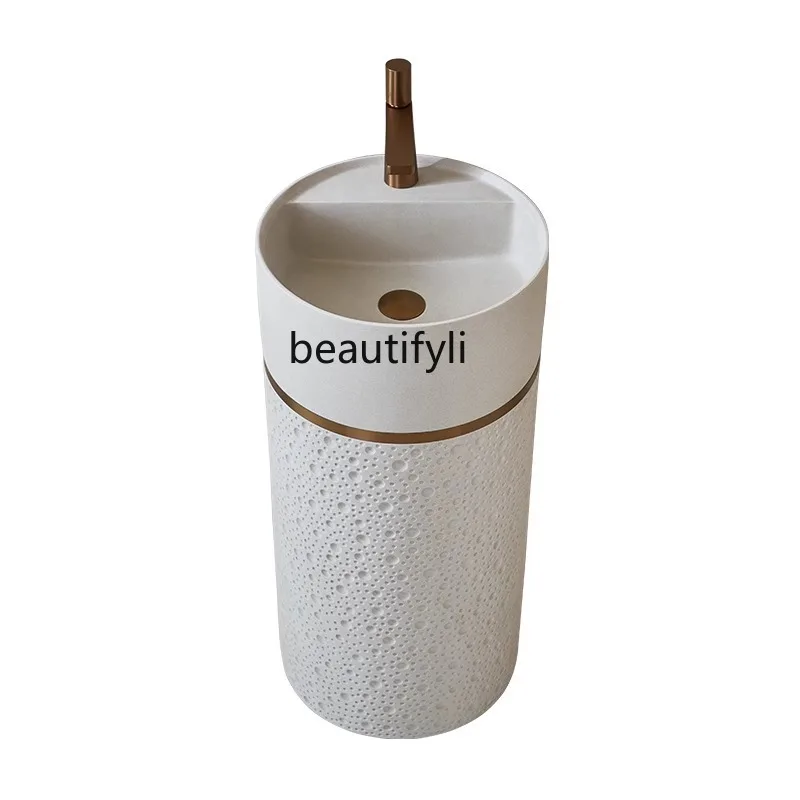 

Cream wind creative personality column basin floor-to-ceiling designer all-in-one art wash basin B & B wash table