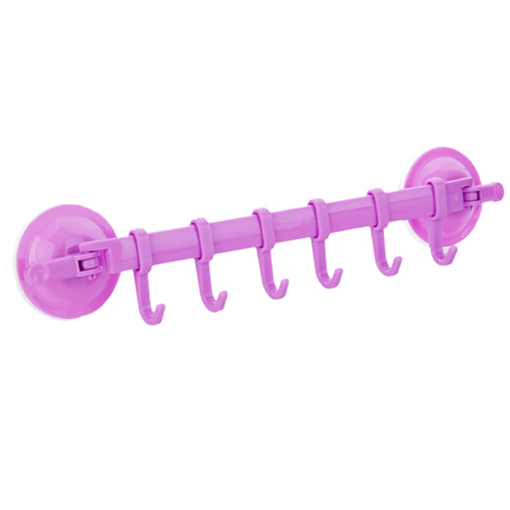 Towel Wall Rack with Suction Cups Kitchen Bathroom Tile Wall Sucker Hook Rag Hanging Holder, Purple