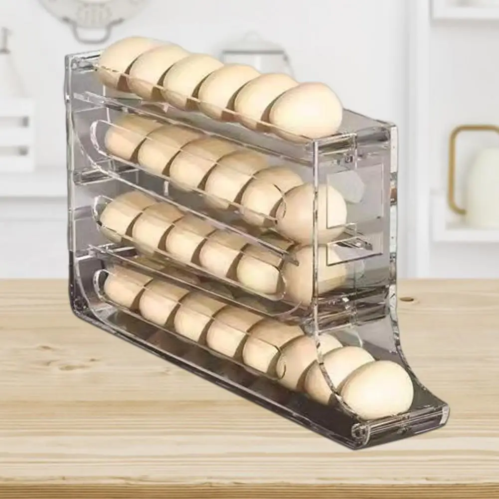 Egg Storage Container Egg Dispenser Capacity Egg Storage Box with Non-slip Design Multi-function Organizer 4 Tier for Kitchen