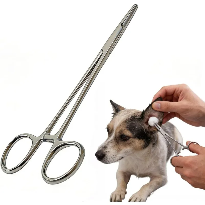 ステンレス鋼ペット止血鉗子ストレートカーブチップ外科用クランプ釣り用ピンセット脱毛針ホルダー縫合ツール