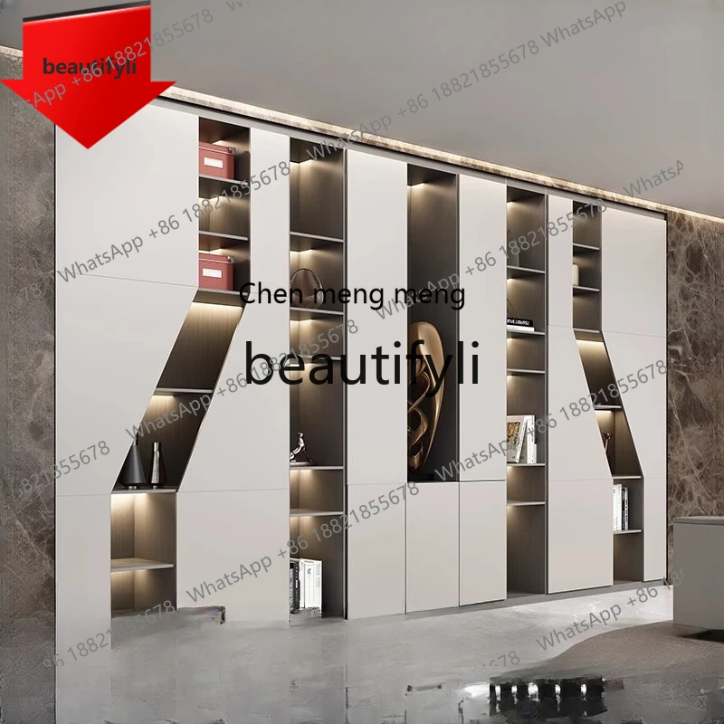 

cn8617 ss Boss's Office Настенный книжный шкаф для файлов Простой современный минималистичный шкаф для хранения из массива дерева