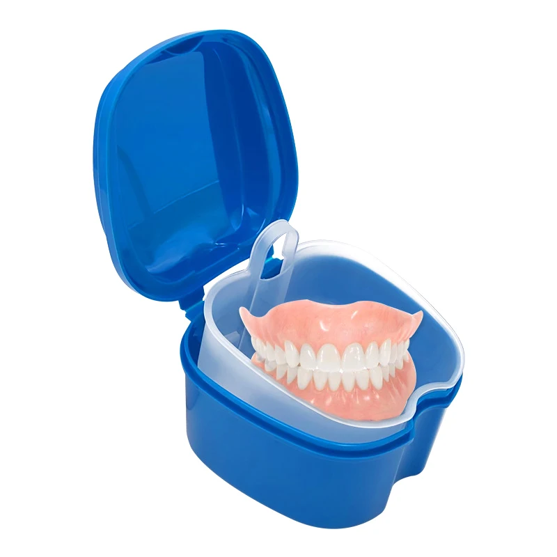 1PC Denture Storage Box Case Denture Brush Set Dental Retainer False Teeth With Strainer Denture Cups Soaking Dentures Case