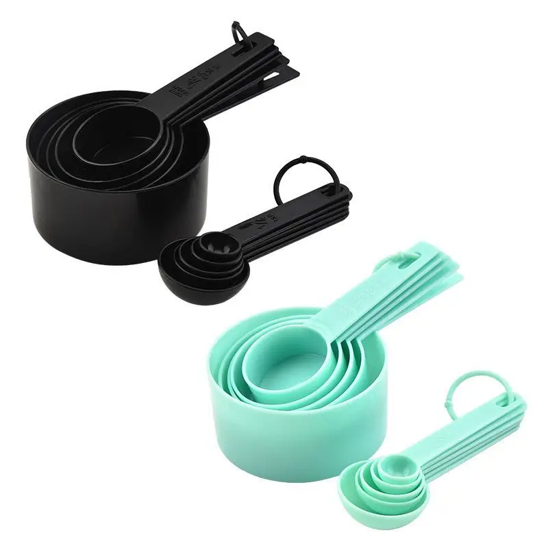 Plastic Measuring Cups and Spoons Set  10 PCS  Kitchen Accessories Engraved US Markings Stackable Measuring Tools