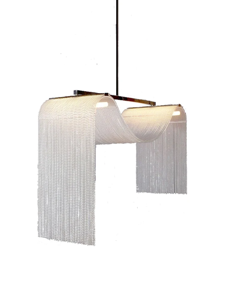 

European Designer Waterfall Tassel Metal LED large ceiling Chandelier,Home Deco Hanging Lamps for Villa attic, hotel lobby