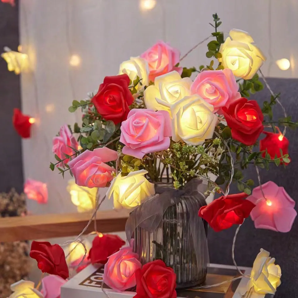 1pc 1,5M/3M LED Rot Weiß Rosa Rose Lichterketten für Valentinstag Hochzeit Party zimmer Garten Dekoration Nachtlicht