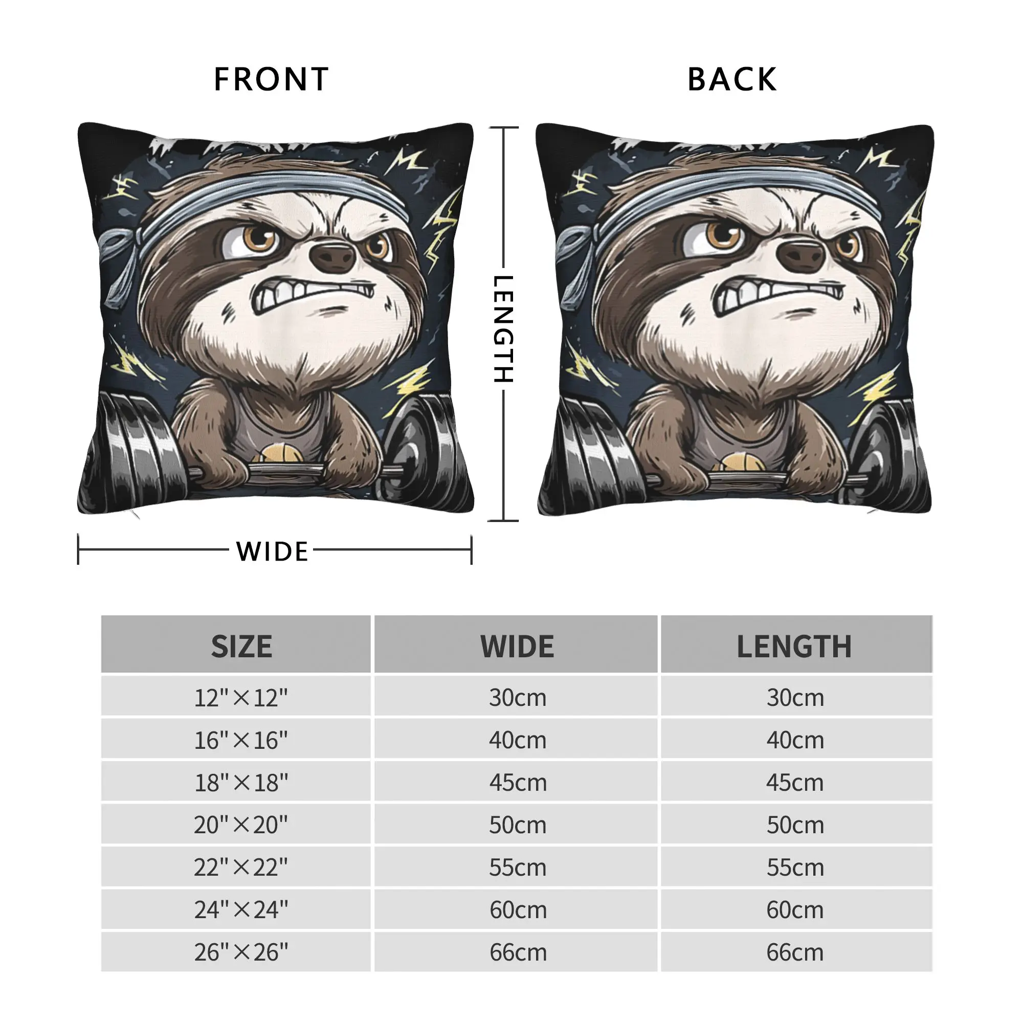 Don't Fart Sloth Gym Bodybuilding Workout Pillowcases  Kawaii Pillow Case For Living Room Chair Custom Pillow Cover
