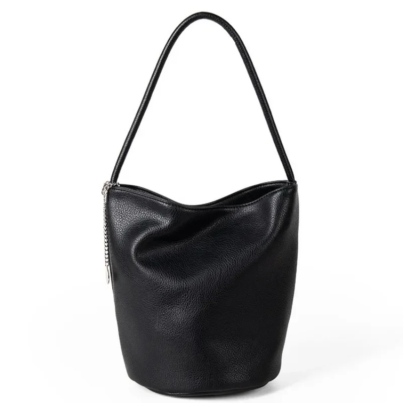 

Women pu Leather Commuting Tote Bag for Autumn and Winter Simple Women's One Shoulder Portable Bucket Bag