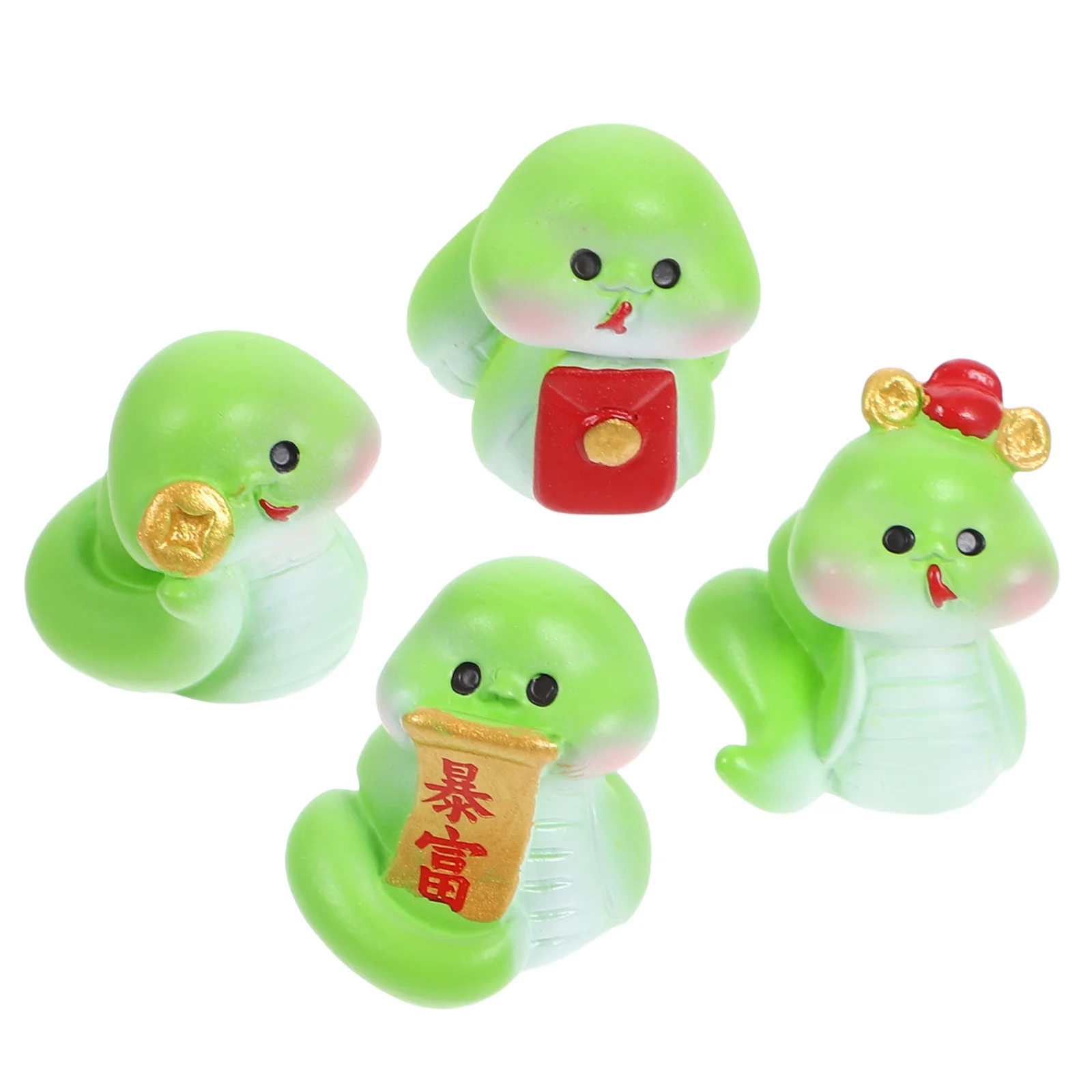 

4Pcs Small Snake Statues Resin Craft Decoration Creative Snake Shaped Ornament for Flower Pots Moss Landscape Indoor Outdoor Use