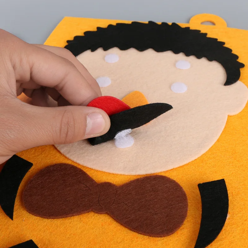 Diy quebra-cabeça brinquedo de feltro tecido não tecido educação infantil para manual cognitivo expressão facial adesivos jogo crianças presente