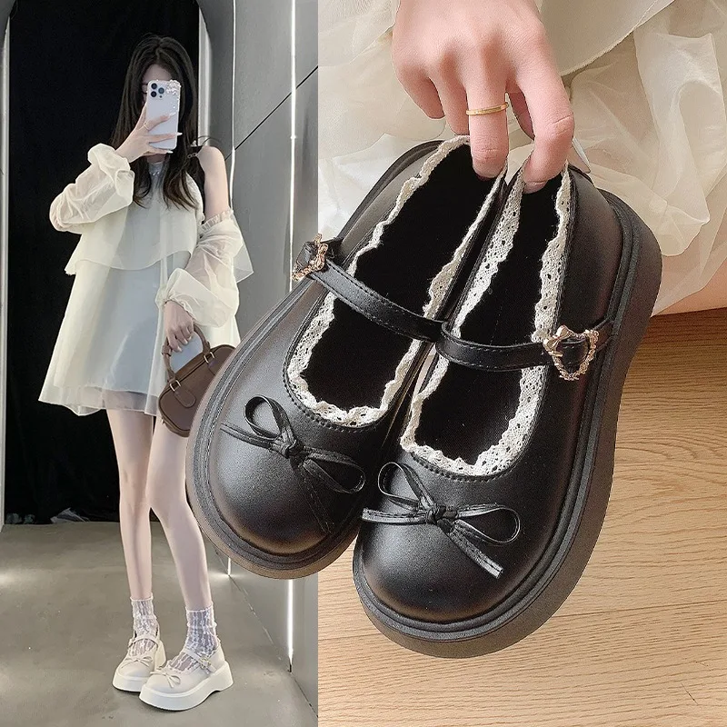 

Women's Mary Jane Shoes Fashion Shallow Mouth Single Shoes Japanese-style Cute Round Toe Jk Shoes for Women Small Leather Shoe