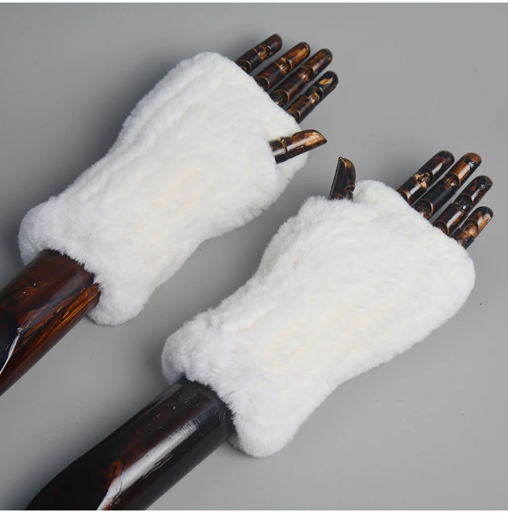 Lady Winter 100% Natural Real Rex Rabbit Fur Glove Women Soft Rex Rabbit Fur Glove Foashion Warm Knitted Genuine Fur Gloves