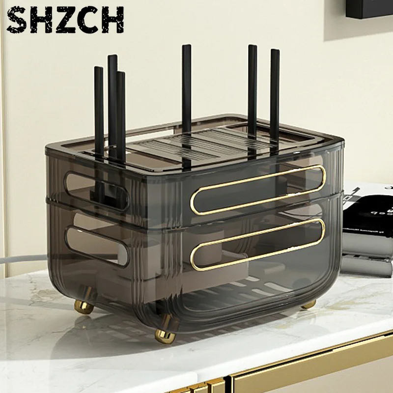 Multi-Tier Living Room Router Storage Box Wireless WiFi Desktop Modem Cable Organizer TV Set-Top Box Storage Shelf