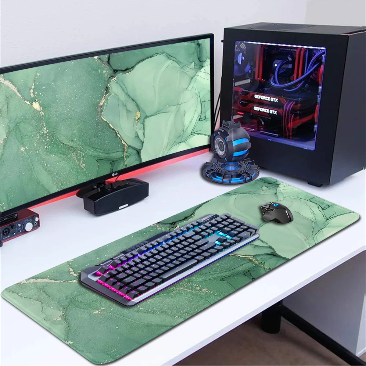 

Green Marbling Mouse Pad Large Gaming Mousepad Desk Mat 30x60cm Non-Slip Keyboard Pad PC Computer Game Pad Office &Home