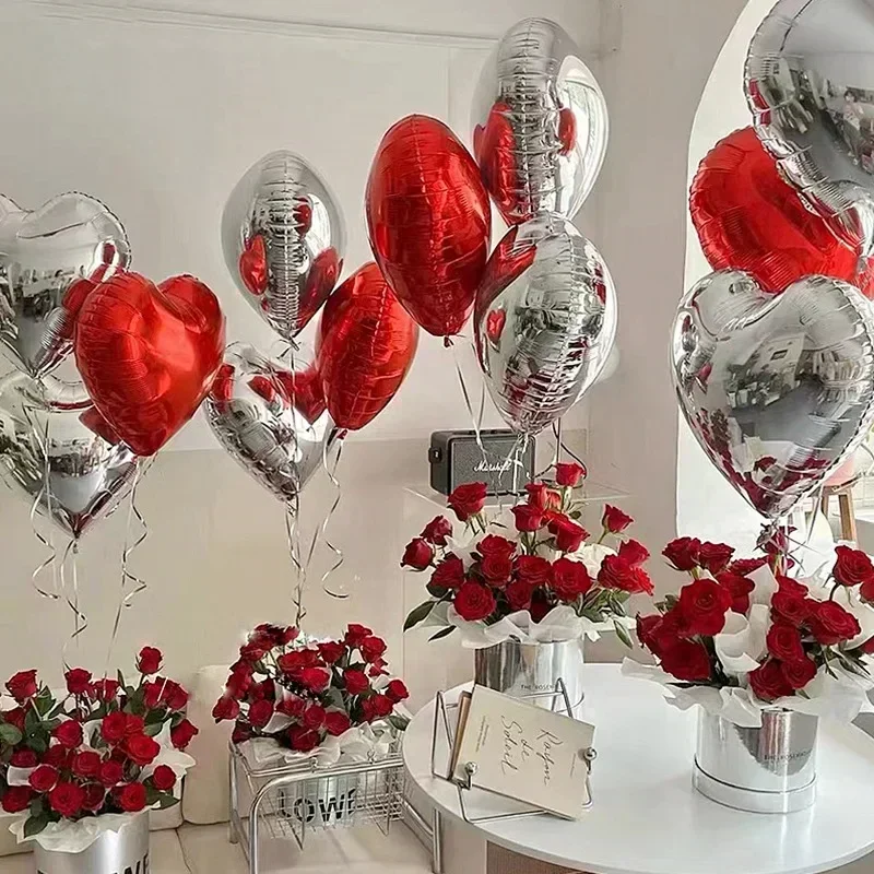 20/5 buah balon Foil hati cermin aluminium balon Helium Globos untuk anak-anak pesta ulang tahun dekorasi perlengkapan pernikahan