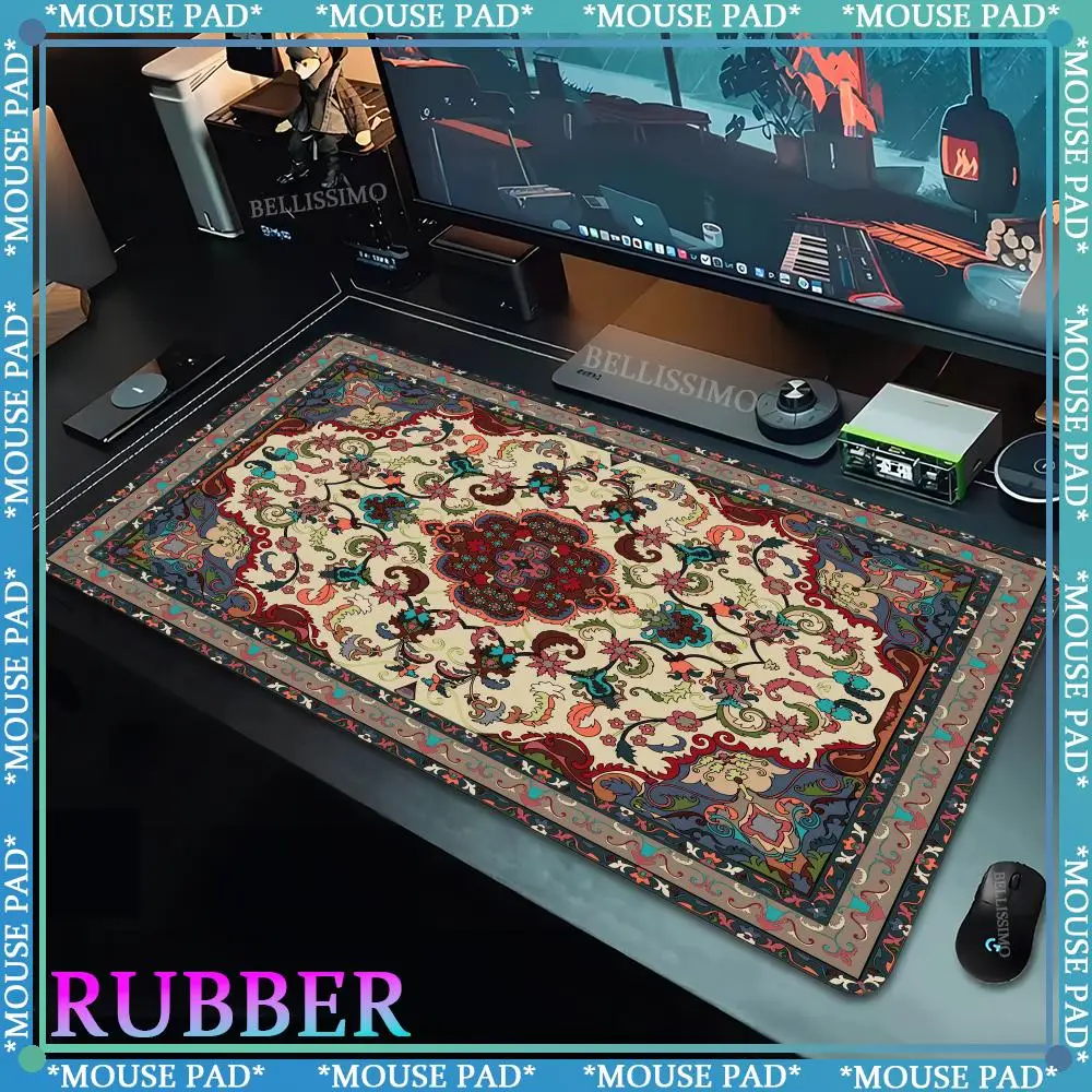 Persian carpet type oversized mousepad prayer rug game accessories pattern keyboard pad thickened desk mat lock edge mouse pad