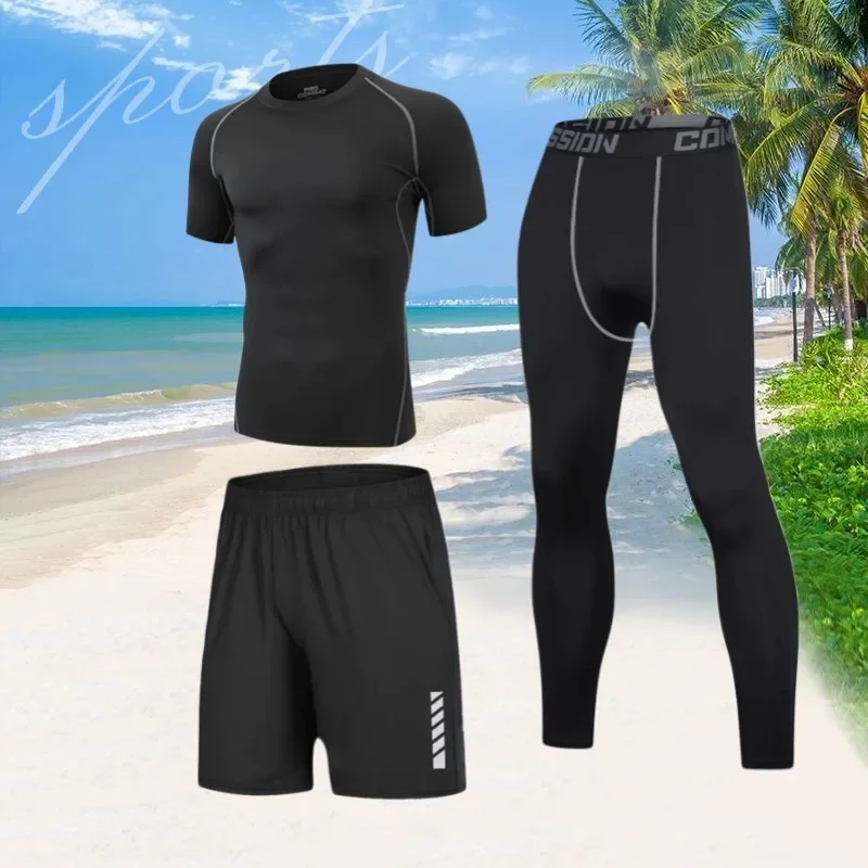 

Swimsuit set, men's full-body sun protection, short sleeves, long pants, swimming trunks, swimming jacket, surfing, snorkeling