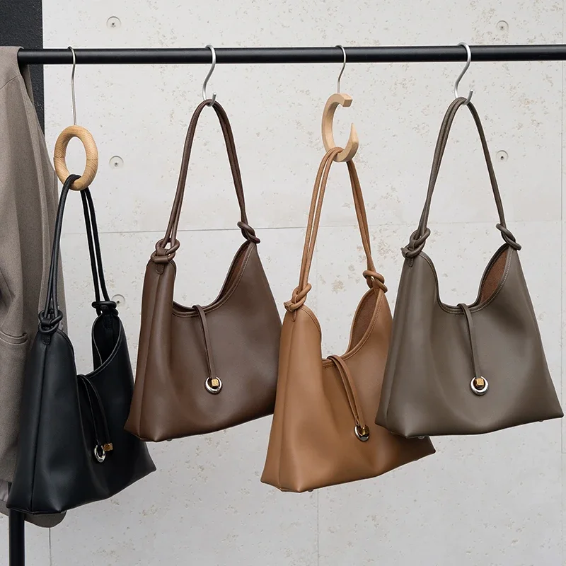 

Женская сумка подмышки из натуральной яловой кожи, женские роскошные дизайнерские сумки из воловьей кожи, женские сумки большой вместимости в стиле ретро