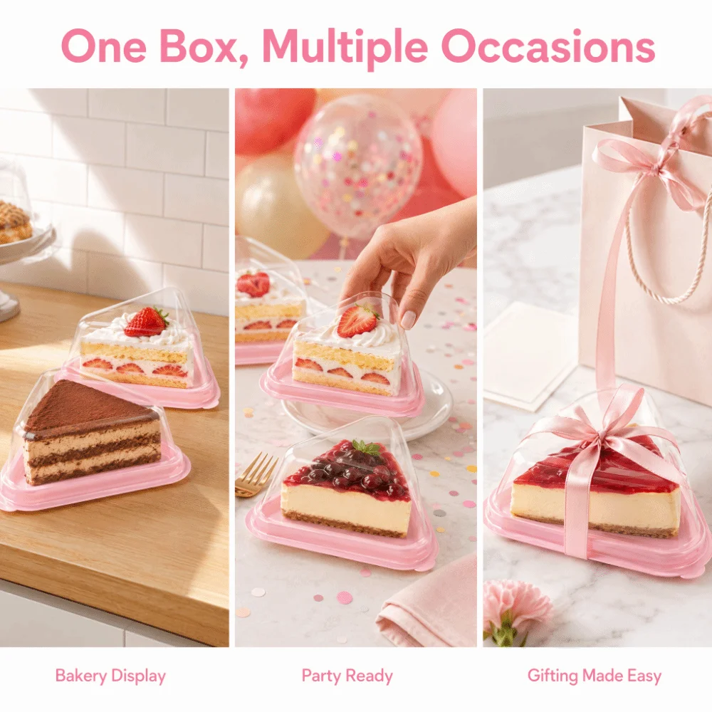 100pcs PET Triangle Cake Slice Box Food Grade Airtight Cake Slice Box Stackable Transparent Dessert Container Meal Prep