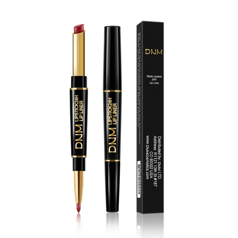 Dnm Double Head Non Stick Cup Langdurige Wateproof Lipsticks Lip Make-Up Cosmetica Donkerrode Lippen Liner Potlood Lipliner Duurzaam