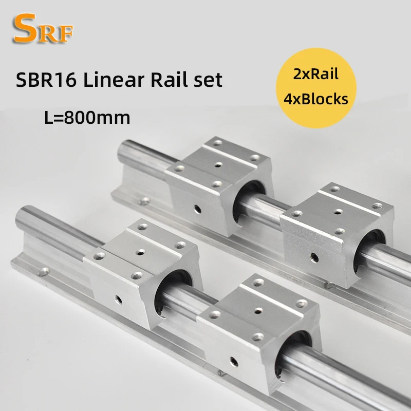 Diâmetro Trilho Linear Sbr16 L800 mm Trilho Guia de Movimento Linear Mais Peças Sbr16uu Rolamento Blocos Peças 16 mm de