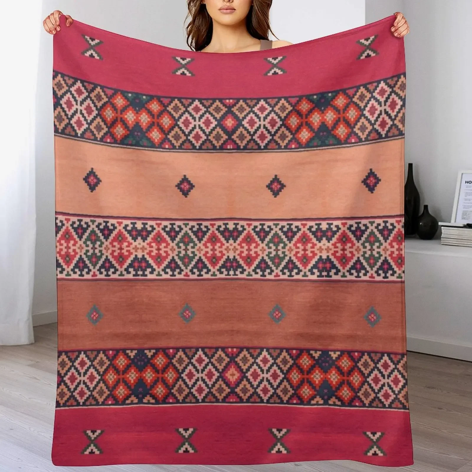 

Traditional Moroccan Berber Design Throw Blanket Retros Hairy Single Flannel Blankets