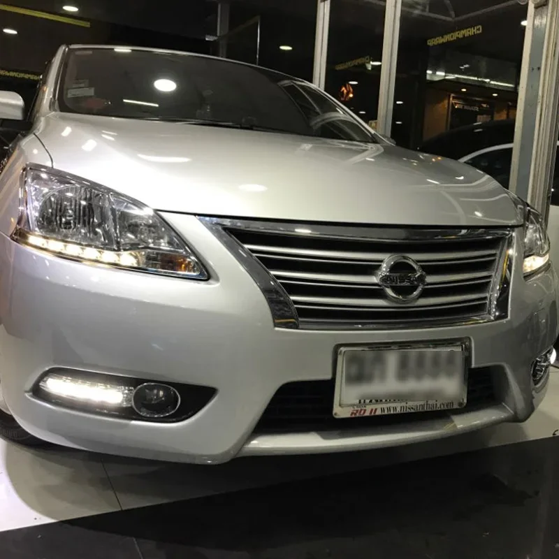 

Car LED 12V Daylights For Nissan Sentra 2012 - 2015 Yellow Turn Signal Night Blue Daytime Running Headlamps Auto Driving Lamp