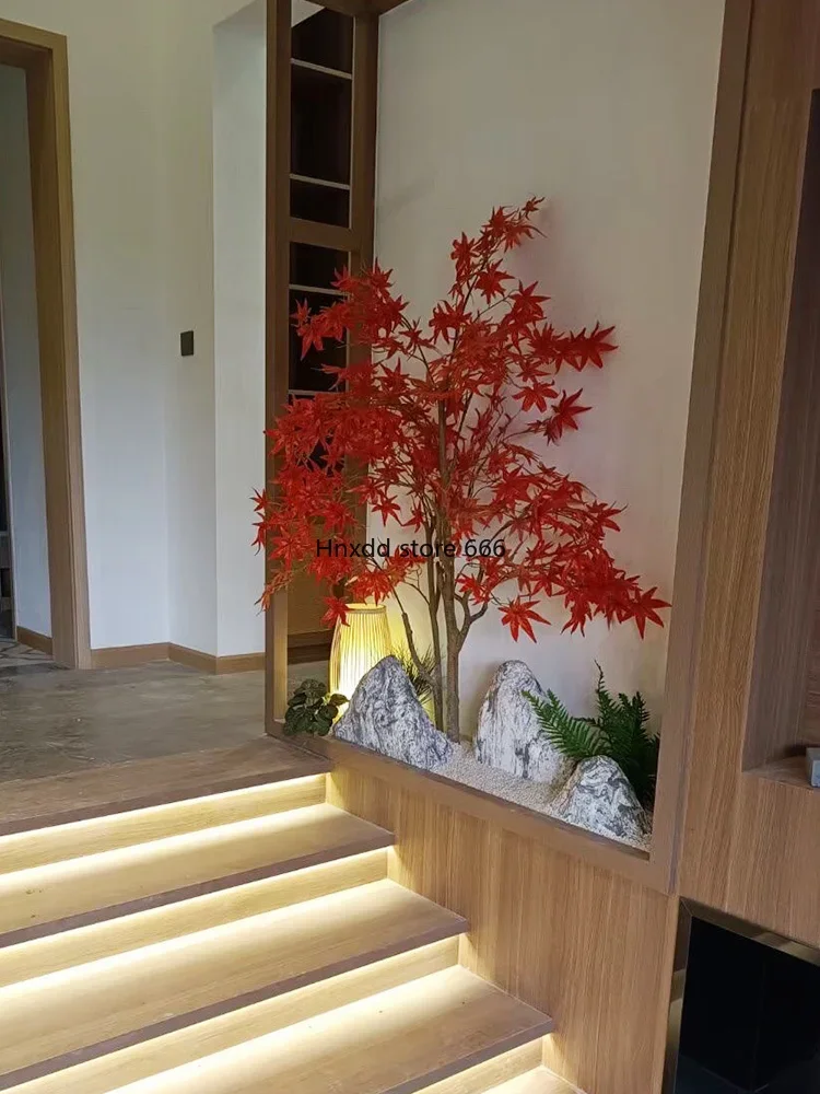 Indoor fake green plants staircase entrance aisle decorative landscape