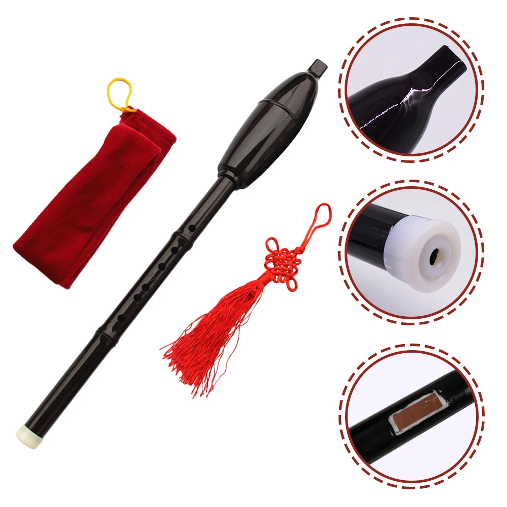 

1 Set Traditional Resin Bawu Flute Wind Instrument Portable Folk Music Tool For Kids Beginners With Storage Bag Vertical Blow