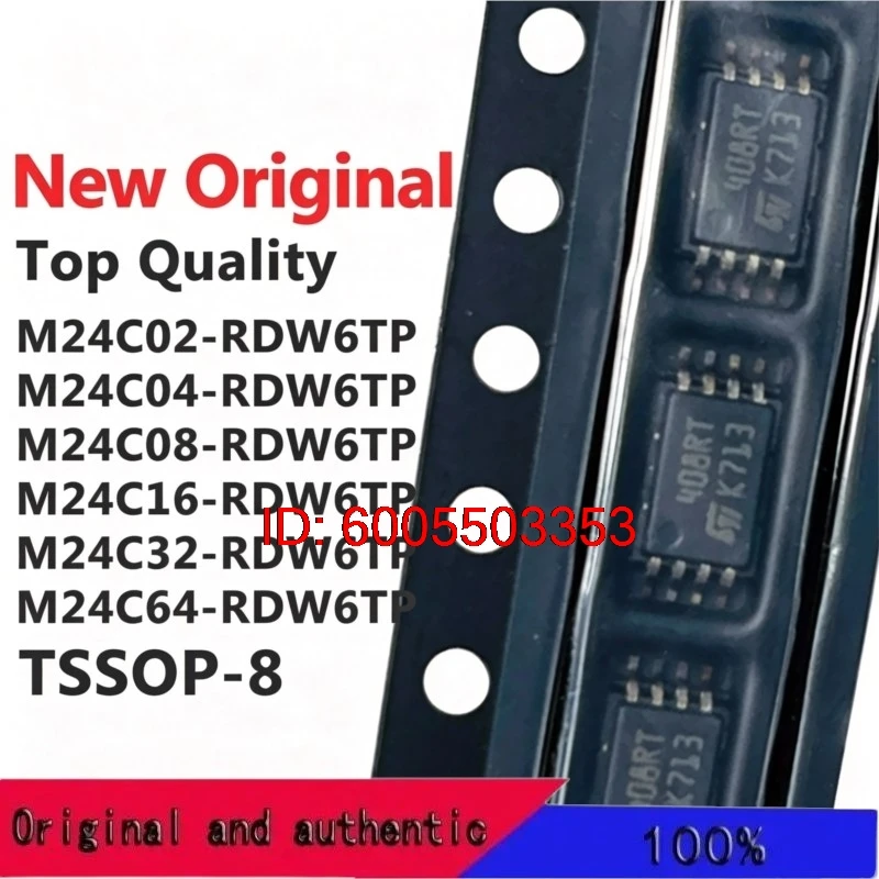 (10 Pieces) M24C02-RDW6TP M24C04-RDW6TP M24C08-RDW6TP M24C16-RDW6TP M24C32-RDW6TP M24C64-RDW6TP TSSOP-8 New Original