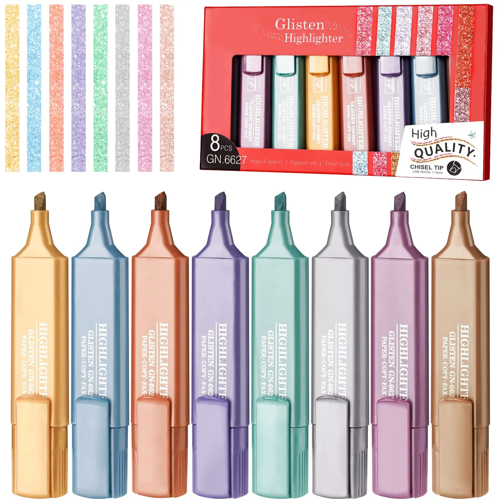 

1/8pcs Glitter Pen Set Metallic Pastel Highlighter Markers Pen Set For School Notes Marking Art Graffiti Kawaii Stationery