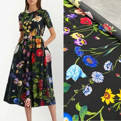 Natural Pure Cotton Poplin Fabric Brand Fashion Design Soft Polyester Satin Printed Fabrics Cloth for Dress Per Meter Diy Sewing