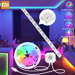 Xiaomi Night Lamp Led Strip Lights Motion Sensor 5V Usb Plug 3M 5M RGB Backlight Smart Music Sound For Bed Room Christmas Decor