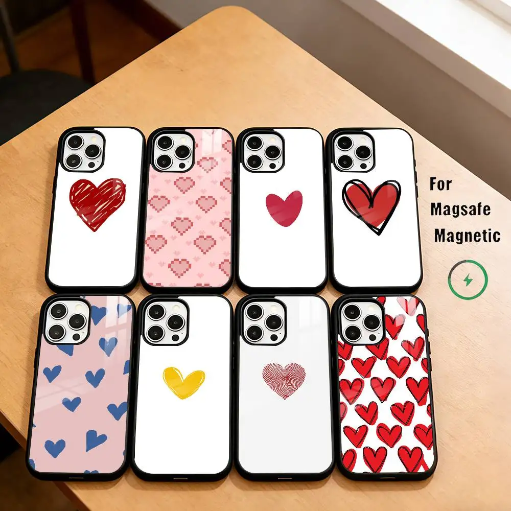 S-Simple love pattern  Phone Case For iPhone17,16,15,14,13,12,11 Plus,Pro Magnetic with Magsafe Wireless Charging