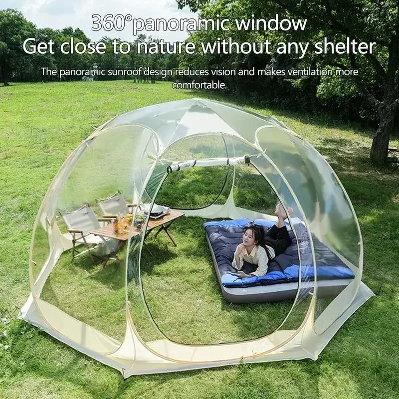 Transparent Camping Tent 4-8 Person Star Dome Tent Portable Spherical Tents 360 Degree Panoramic Window Outdoor Sun Room Tents