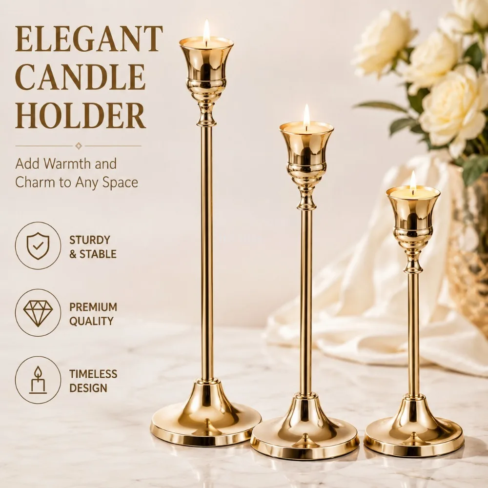 Vintage Aluminum Candle Stands Metal Candlestick Holder Set for Wedding Halloween Anniversary Home Hotel Dining Table Decor