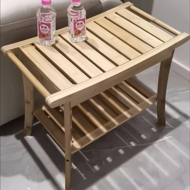 

Waterproof Non-Slip Bath Stool Anti-Mold Shower Bench Bamboo Low Stool for Elderly Steady Bathroom Stool