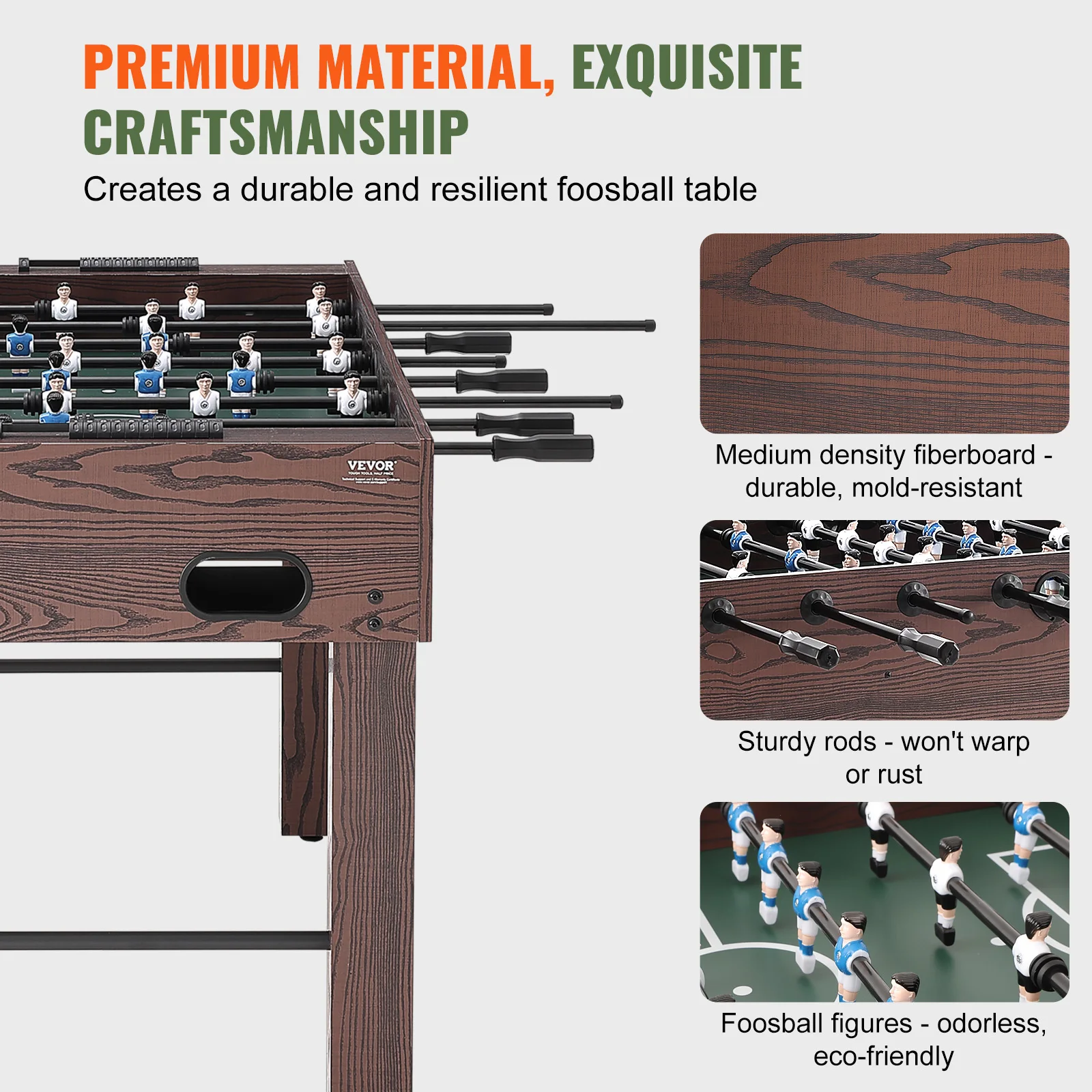 VEVOR meja Foosball, dalam ruangan ukuran penuh meja Foosball untuk sepak bola keluarga dengan Foosball meja Set termasuk 4 bola dan 2 pemegang cangkir
